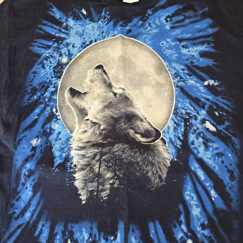 Y2K Wolf And Moon Graphic Men's T-Shirt 90's Vampire Cotton Clean - Picture 4 of 4